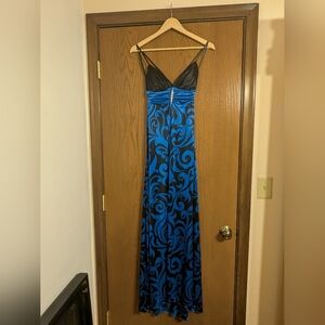 Elegant Black and Blue Patterned Dress